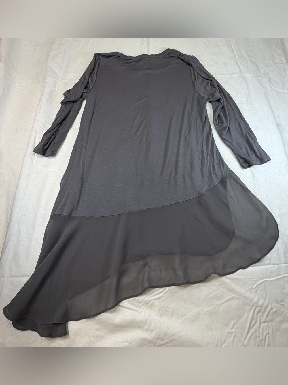 LOGO Asymmetric tunic tops. Dusty Rose and Charcoal with Sheer border - Picture 3 of 14